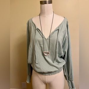 Anthropologie Mint Green Textured Blouse